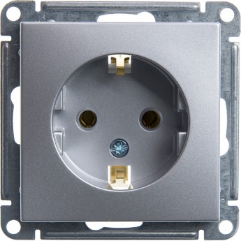 Розетка SCHNEIDER ELECTRIC W59 с заземлением без шторок, 16А, механизм, матовый хром