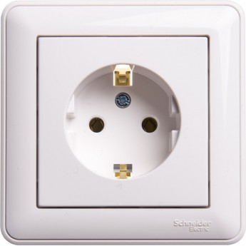 Розетка SCHNEIDER ELECTRIC W59 с заземлением без шторок, 16А, в сборе, белый