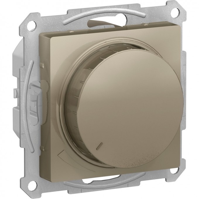 Светорегулятор (диммер) SCHNEIDER ELECTRIC ATLASDESIGN, поворотно-нажимной, LED, RC, 630Вт, механизм, шампань ATN000536