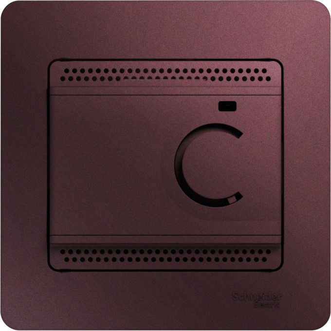 Термостат электрический SCHNEIDER ELECTRIC GLOSSA теплого пола с датчиком,от+5до+50°C,10A,в сборе, БАКЛАЖАНОВЫЙ GSL001138