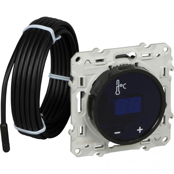 Термостат SCHNEIDER ELECTRIC ODACE с сенсорным дисплеем, 10 А, черный S52R509