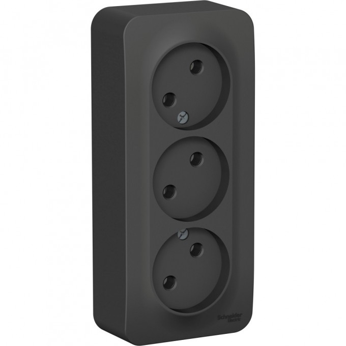 Трёхместная розетка SCHNEIDER ELECTRIC BLANCA без заземления, без шторок, с изолирующей пластиной, 16А, 250В, АНТРАЦИТ BLNRA000316