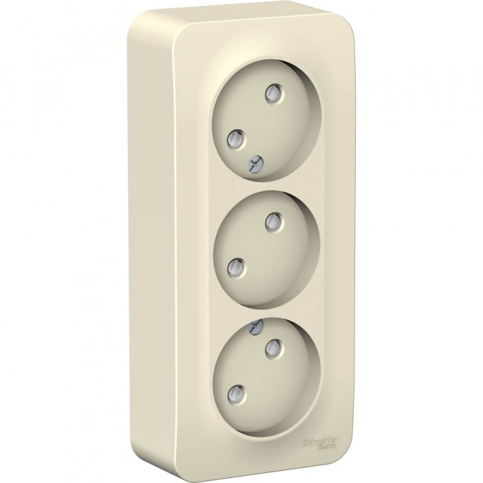 Трёхместная розетка SCHNEIDER ELECTRIC BLANCA без заземления, со шторками, с изолирующей пластиной, 16А, 250В, МОЛОЧНЫЙ BLNRA001312
