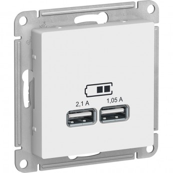 USB розетка SCHNEIDER ELECTRIC ATLASDESIGN 2х5В/1,05 А, механизм, БЕЛЫЙ USB розетка SCHNEIDER ELECTRIC ATLASDESIGN 2х5В/1,05 А, механизм, БЕЛЫЙ