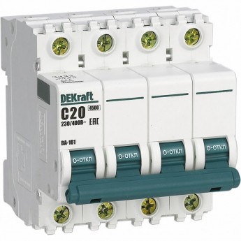 Автоматический выключатель SCHNEIDER ELECTRIC DEKRAFT 4Р 20А х-ка C ВА-101 4,5кА