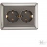 Розетка двойная SCHNEIDER ELECTRIC W59 с заземлением со шторками, 16А, в сборе, шампань RS16-255-48