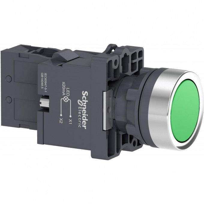 Кнопка SCHNEIDER ELECTRIC HARMONY EASY XA2 с подсветкой, LED, 220В., зеленая, 1НO XA2EW33M1