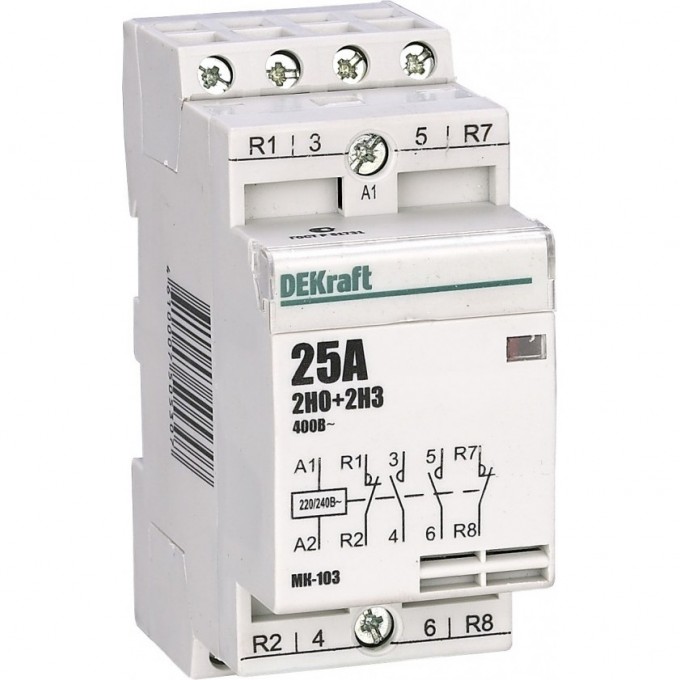Модульный контактор DEKRAFT 2НО+2НЗ 20А 230В МК-103 18062DEK